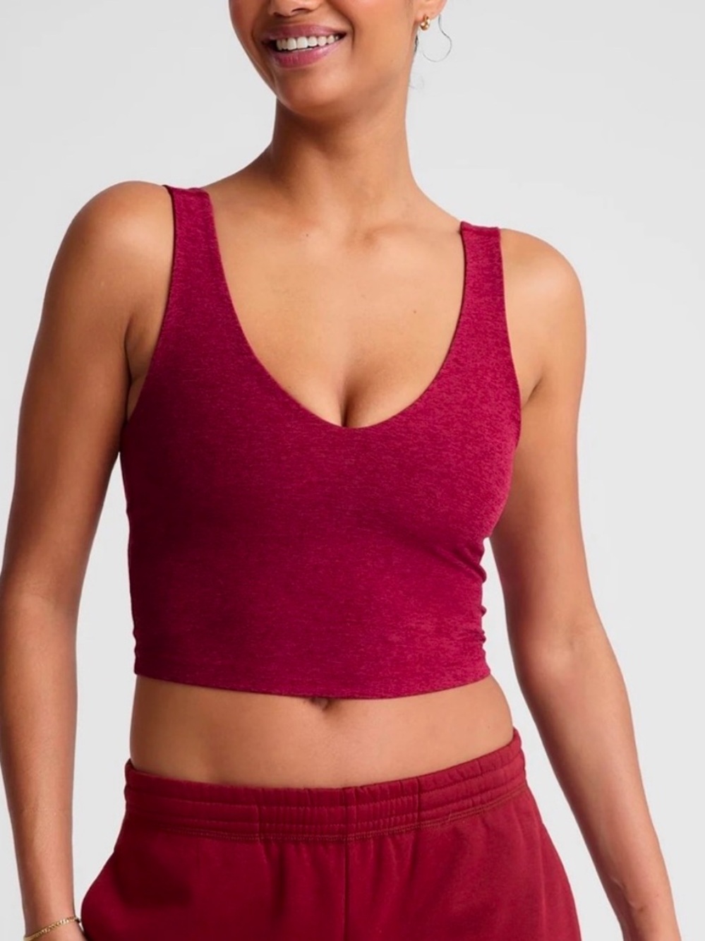 Beyond Yoga Spacedye Good Day Cropped Tank Bordeaux Heather Size Medium